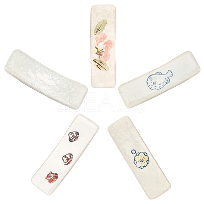 5Pcs 5 Styles Ceramic Chopsticks Stand DJEW-CP0001-38B-1