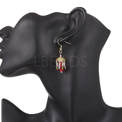 Glass Lantern Dangle Earrings EJEW-MZ00629-1
