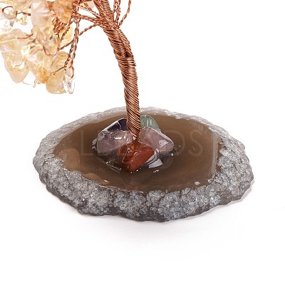 Natural Citrine Chips & Agate Pedestal Display Decorations DJEW-A001-04D-1