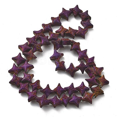 Electroplated Natural Lava Rock Beads Strands G-A251-C01-01F-1