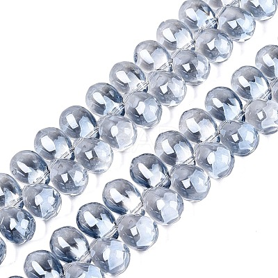 Electroplate Baking Paint Transparent Glass Beads Strands GL-N005-02A-C07-1