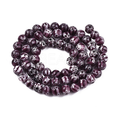 Round Millefiori Glass Beads Strands LK-P001-32-1