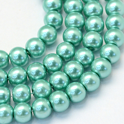 Baking Paint Pearlized Glass Pearl Round Bead Strands HY-Q003-4mm-32-1
