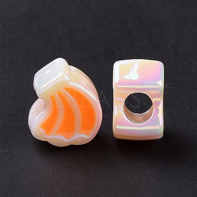 UV Plating Rainbow Iridescent Acrylic European Beads SACR-E009-24-1
