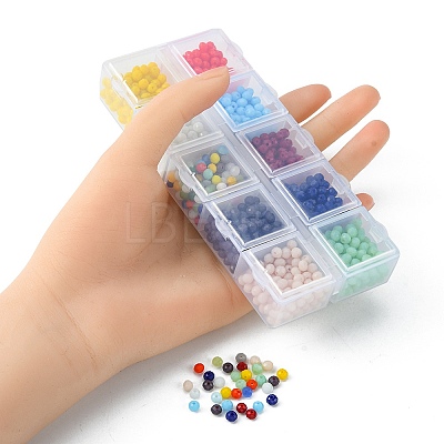 10 Grids 10 Styles Opaque Solid Color Glass Beads Strands EGLA-YW0001-45-1
