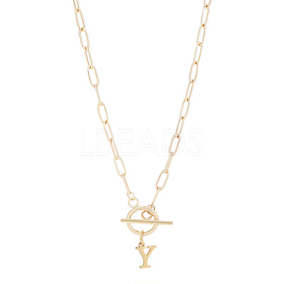 304 Stainless Steel Letter Pendant Necklaces NJEW-LP0001-52Y-G-1