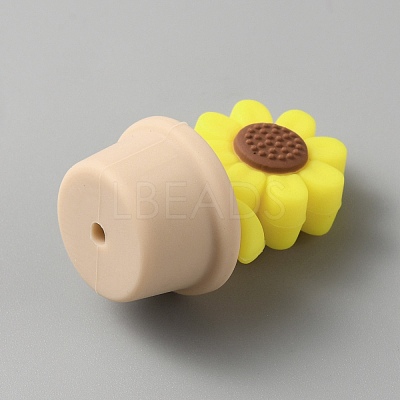 Sunflower Silicone Beads SIL-WH0008-40B-1