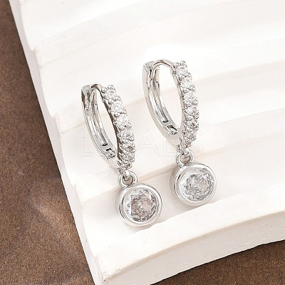 Brass Micro Pave Cubic Zirconia Hoop Dangle Earrings KK-Z166-15P-02-1