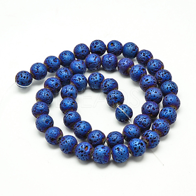 Electroplate Natural Lava Rock Beads Strands G-T058-03B-6MM-1