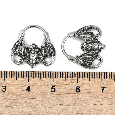 Bat 316 Surgical Stainless Steel Hoop Earrings X-EJEW-G416-31AS-1