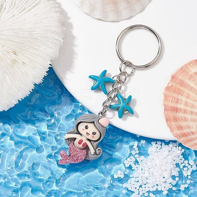 Mermaid Opaque Resin Pendant Keychain KEYC-JKC00624-1
