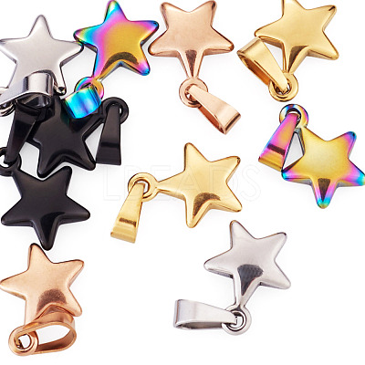 10Pcs 5 Colors 304 Stainless Steel Pendants STAS-TA0006-46-1