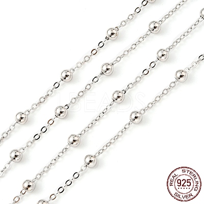 Anti-Tarnish Rhodium Plated 925 Sterling Silver Satellite Chains STER-F052-16P-1