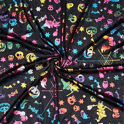 Halloween Theme Pattern Polyester Bronzing Fabric DIY-WH0033-30-1