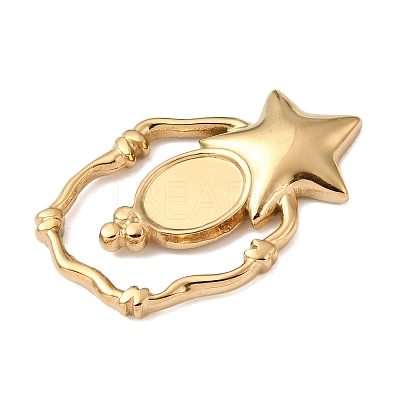 Star 304 Stainless Steel Pendant Cabochon Setting STAS-P454-09G-1