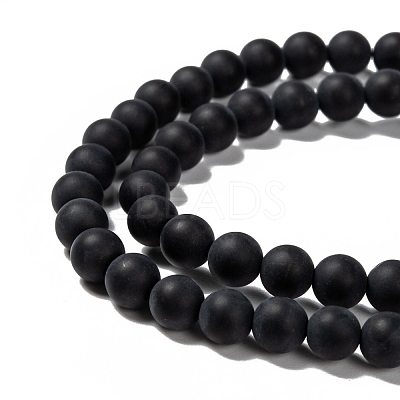 Dyed & Heated Natural Black Agate Bead Strands X-G-H056-6mm-1