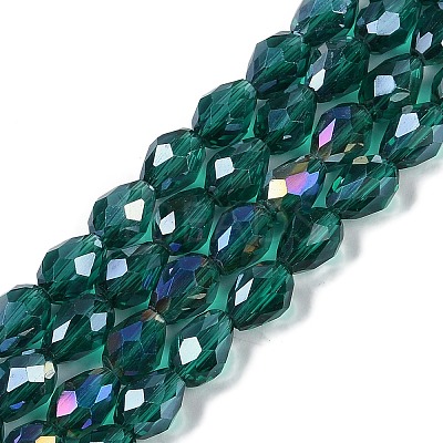 Transparent Electroplate Glass Beads Strands EGLA-N013-T6mm-B24-1