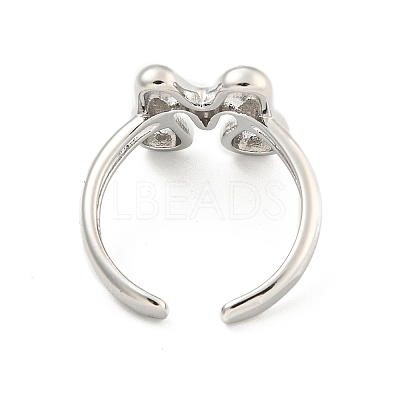 Brass Letter Open Cuff Rings for Women RJEW-G313-01M-P-1