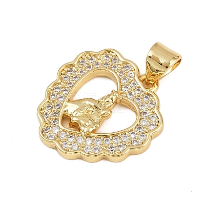 Brass Micro Pave Cubic Zirconia Pendants KK-P323-11A-G01-1