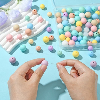 90Pcs 18 Styles Round Food Grade Eco-Friendly Silicone Beads SIL-CJ0001-86-1