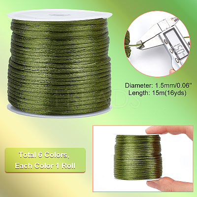 5 rolls 5 colors Nylon Satin Rattail Cords NWIR-PH0002-09A-01-1