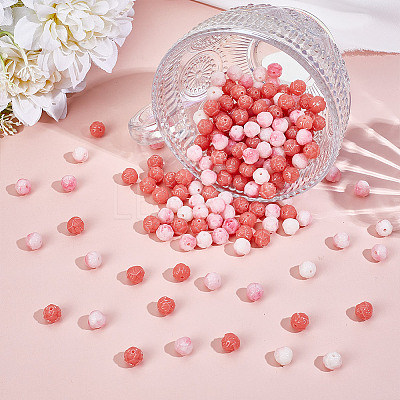 200Pcs 2 Colors Opaque Acrylic Beads OACR-HY0001-21-1