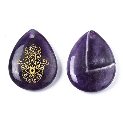 Natural Amethyst Pendants G-T122-73E-1
