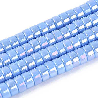 AB Color Plated Opaque Glass Beads Strands GLAA-T026-3x6mm-P07-1