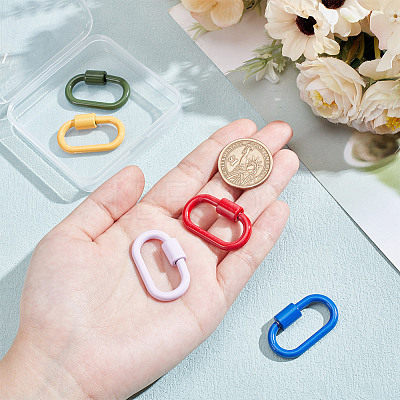 5Pcs 5 Colors Baking Paint Alloy Screw Locking Carabiners FIND-FI0001-12-1