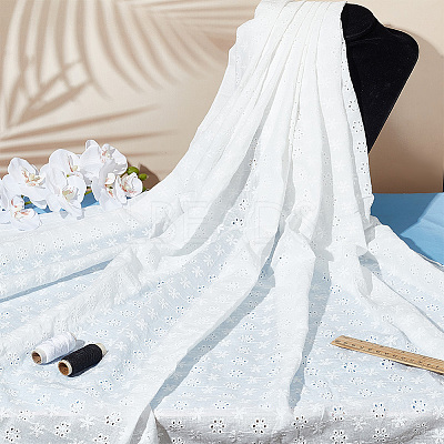 Cotton Embroidered Lace Fabric OCOR-WH0091-29-1