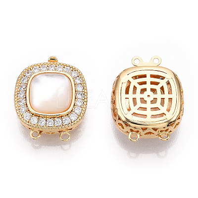 Brass Micro Pave Clear Cubic Zirconia Box Clasps KK-C031-15G-1