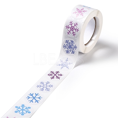 Christmas Themed Flat Round Roll Stickers X-DIY-B045-04B-1