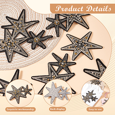9Pcs 3 Styles Star Polyester Embroidery Appliques PATC-GA0001-51-1