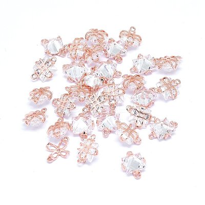 Brass Micro Pave Cubic Zirconia Links KK-F764-16RG-1