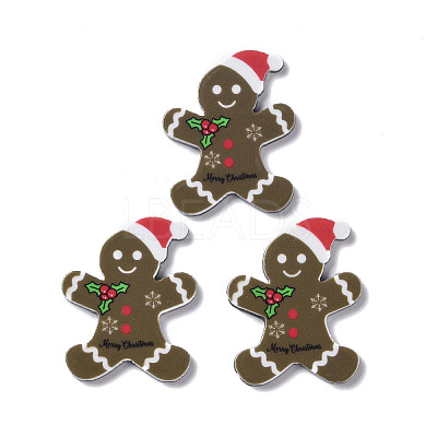Christmas Style Printed Acrylic Cabochons MACR-O045-01G-1