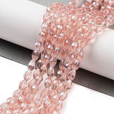 Electroplate Glass Beads Strands X-EGLA-R008-6x4mm-7-1