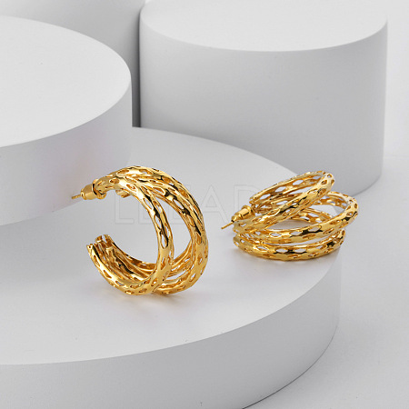 Hollow Moon Brass Stud Earrings EJEW-Q391-20G-1