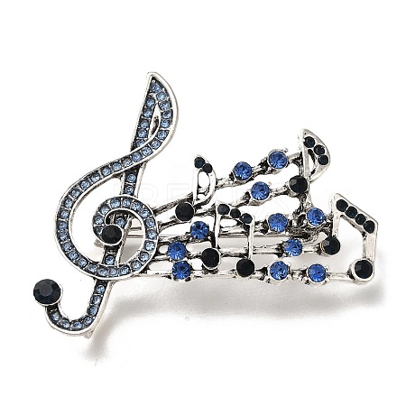 Musical Note Alloy Rhinestone  Brooches for Backpack Clothes JEWB-Q009-08AS-1