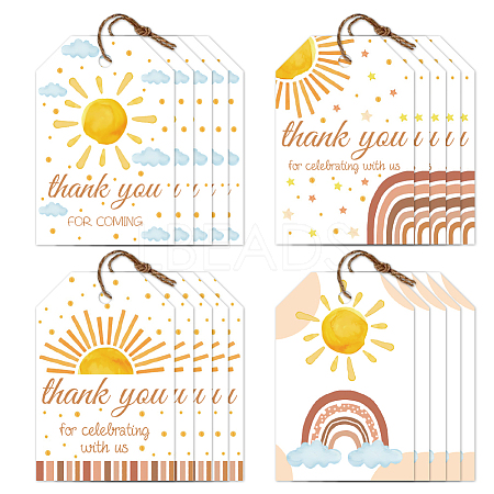 120Pcs 4 Styles Sunflower Paper Thank You Gift Tags CDIS-WH0038-04-1