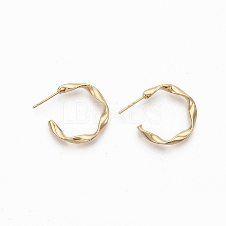 Semicircular Brass Stud Earrings KK-Q762-016G-NF-1