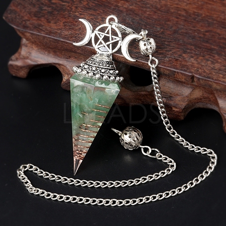 Natural Green Aventurine Chip & Resin Orgonite Dowsing Pendulum Big Pendants PW-WG36861-04-1