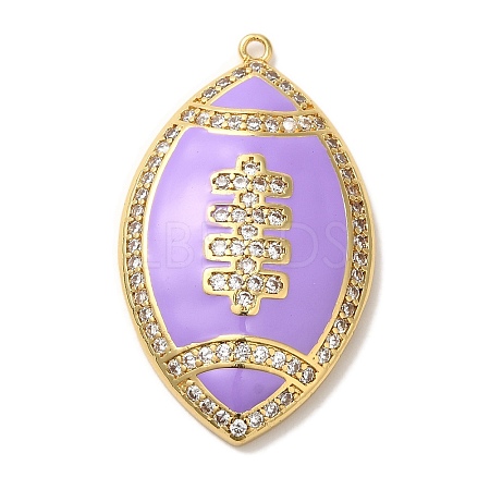 Rack Plating Brass Enamel with Cubic Zirconia Pendant KK-A229-32G-01-1