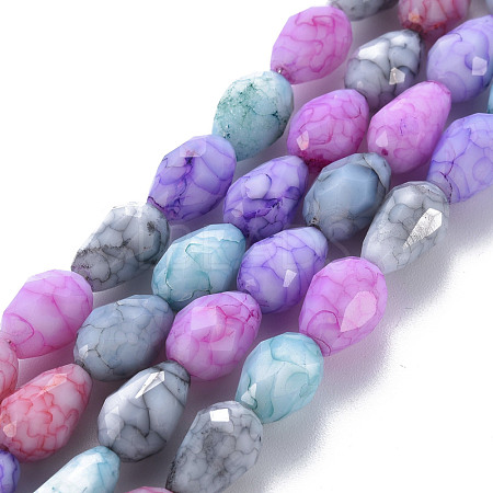 Opaque Baking Painted Crackle Glass Beads Strands EGLA-T008-17F-1