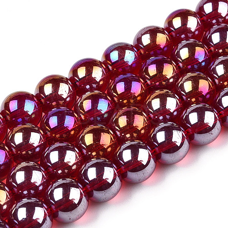 Electroplate Transparent Glass Beads Strands GLAA-T032-T10mm-AB20-1