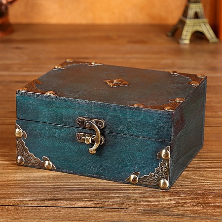 Retro Wood Jewelry Storage Box with Lock PW-WG74764-01-1