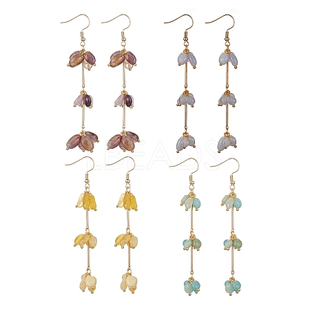 Natural Mixed Gemstone Chips Dangle Earrings EJEW-JE05274-1