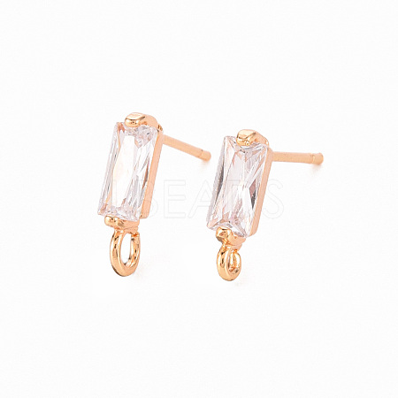 Brass Micro Pave Clear Cubic Zirconia Earring Findings KK-T062-213G-NF-1
