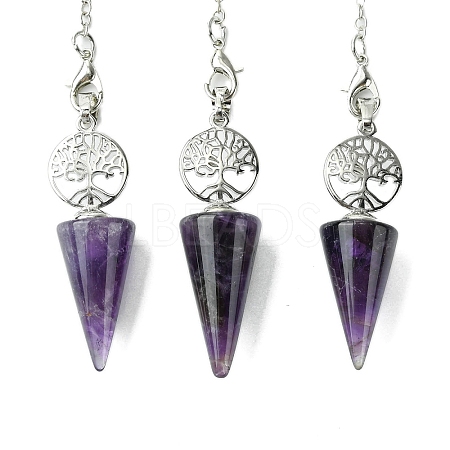 Natural Amethyst Cone Dowsing Pendulum Big Pendants G-C114-02P-16-1