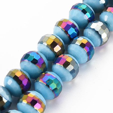 Electroplate Opaque Solid Color Glass Beads Strands EGLA-N006-033-B01-1