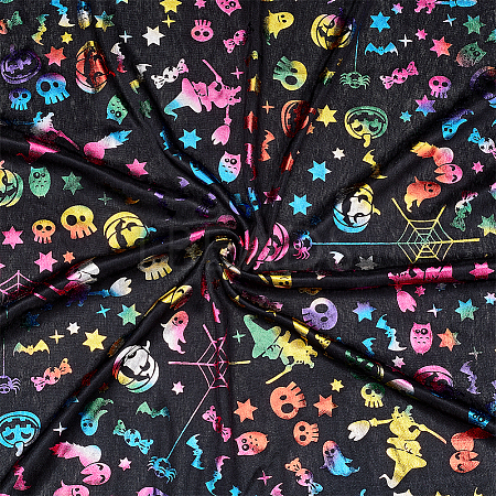 Halloween Theme Pattern Polyester Bronzing Fabric DIY-WH0033-30-1